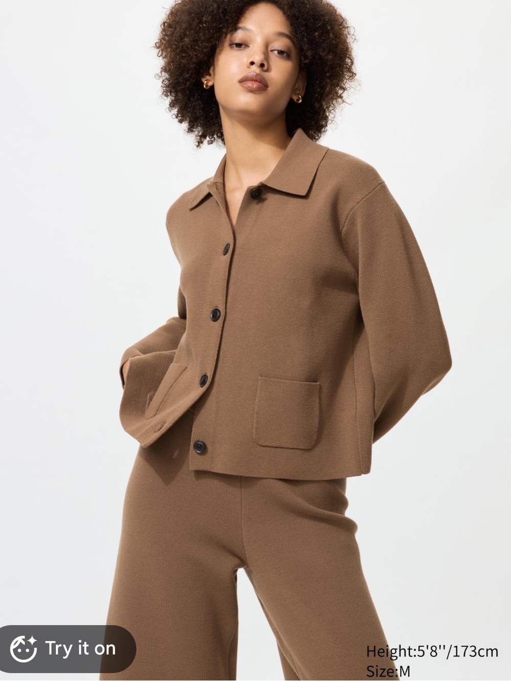 Uniqlo Brown Ribbed Knitted Jacket